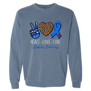 Peace Love Cure Diabetes Awareness Garment-Dyed Sweatshirt