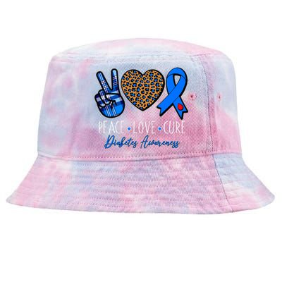 Peace Love Cure Diabetes Awareness Tie-Dyed Bucket Hat