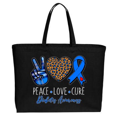 Peace Love Cure Diabetes Awareness Cotton Canvas Jumbo Tote