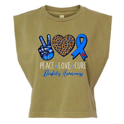 Peace Love Cure Diabetes Awareness Garment-Dyed Women's Muscle Tee