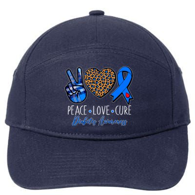 Peace Love Cure Diabetes Awareness 7-Panel Snapback Hat