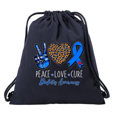 Peace Love Cure Diabetes Awareness Drawstring Bag