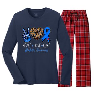 Peace Love Cure Diabetes Awareness Women's Long Sleeve Flannel Pajama Set 