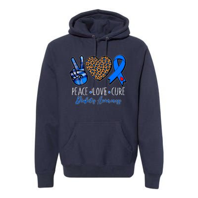 Peace Love Cure Diabetes Awareness Premium Hoodie