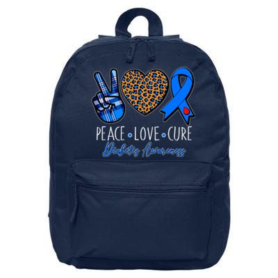 Peace Love Cure Diabetes Awareness 16 in Basic Backpack