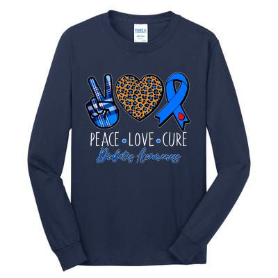 Peace Love Cure Diabetes Awareness Tall Long Sleeve T-Shirt