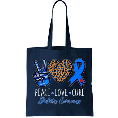 Peace Love Cure Diabetes Awareness Tote Bag