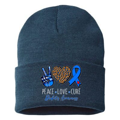 Peace Love Cure Diabetes Awareness Sustainable Knit Beanie