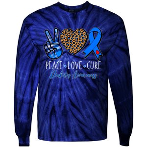 Peace Love Cure Diabetes Awareness Tie-Dye Long Sleeve Shirt