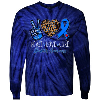 Peace Love Cure Diabetes Awareness Tie-Dye Long Sleeve Shirt