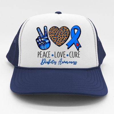 Peace Love Cure Diabetes Awareness Trucker Hat