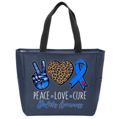 Peace Love Cure Diabetes Awareness Zip Tote Bag