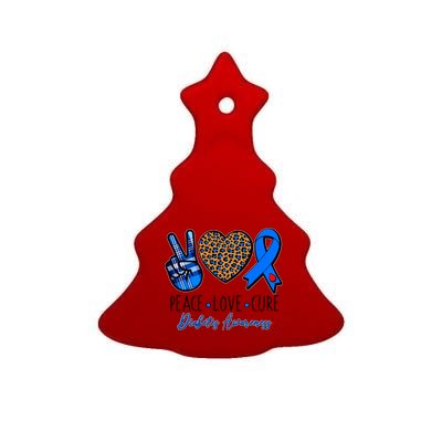 Peace Love Cure Diabetes Awareness Ceramic Tree Ornament