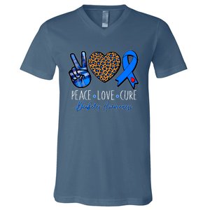 Peace Love Cure Diabetes Awareness V-Neck T-Shirt