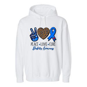 Peace Love Cure Diabetes Awareness Garment-Dyed Fleece Hoodie