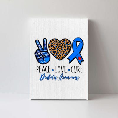 Peace Love Cure Diabetes Awareness Canvas