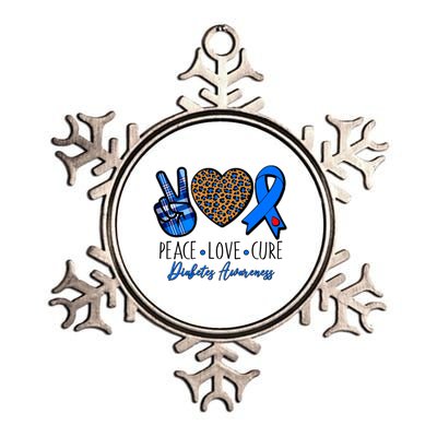 Peace Love Cure Diabetes Awareness Metallic Star Ornament