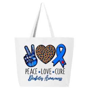 Peace Love Cure Diabetes Awareness 25L Jumbo Tote