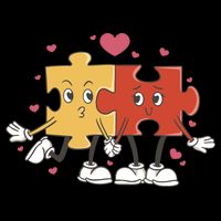 Puzzle Love Cartoon Drawstring Bag