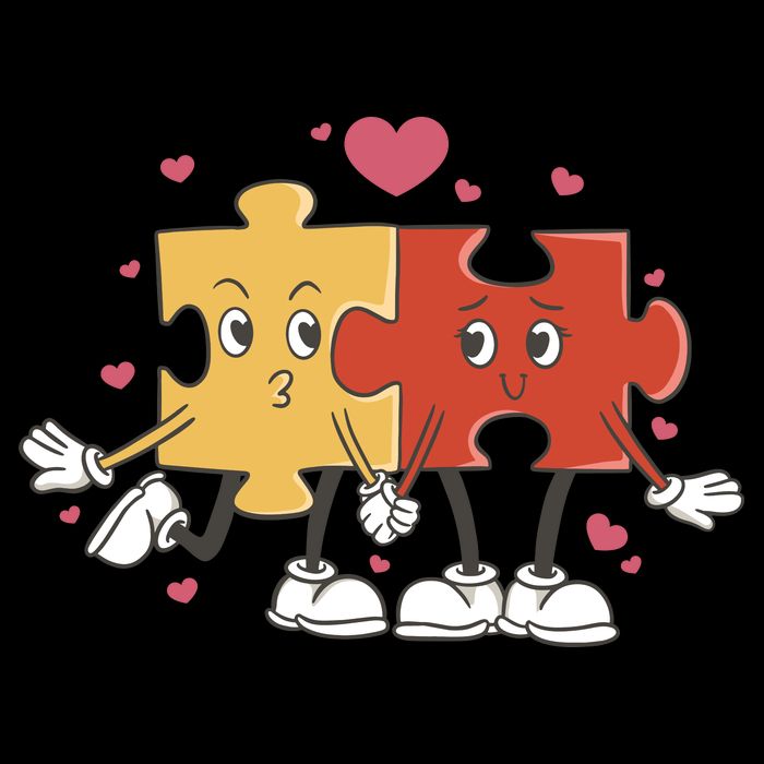 Puzzle Love Cartoon Drawstring Bag