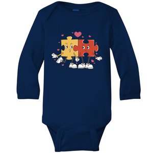 Puzzle Love Cartoon Baby Long Sleeve Bodysuit