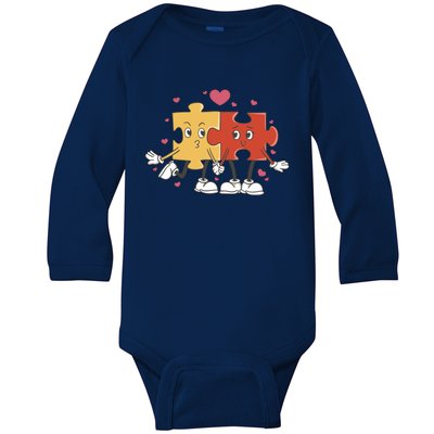 Puzzle Love Cartoon Baby Long Sleeve Bodysuit