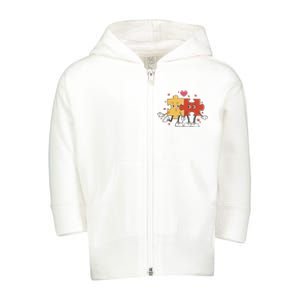 Puzzle Love Cartoon Toddler Zip Fleece Hoodie