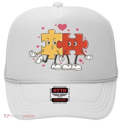 Puzzle Love Cartoon High Crown Mesh Back Trucker Hat