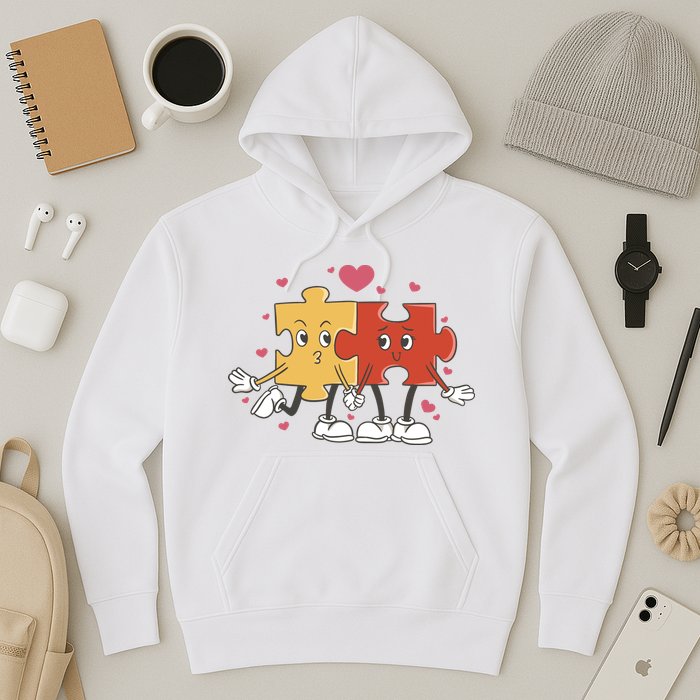 Puzzle Love Cartoon Hoodie