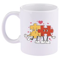 Puzzle Love Cartoon 11oz C Handle Ceramic Mug