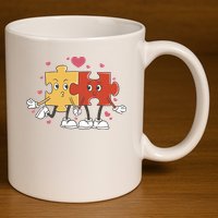 Puzzle Love Cartoon 11oz C Handle Ceramic Mug