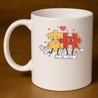 Puzzle Love Cartoon 11oz C Handle Ceramic Mug