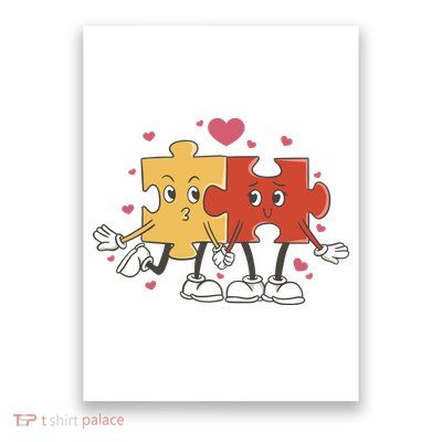 Puzzle Love Cartoon Poster