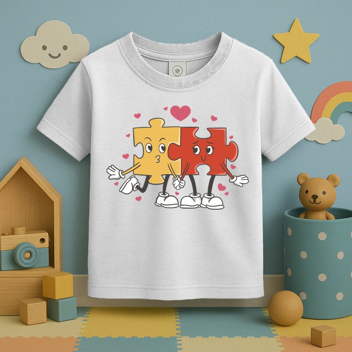 Puzzle Love Cartoon Toddler T-Shirt