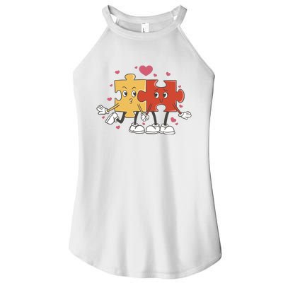 Puzzle Love Cartoon Women’s Perfect Tri Rocker Tank