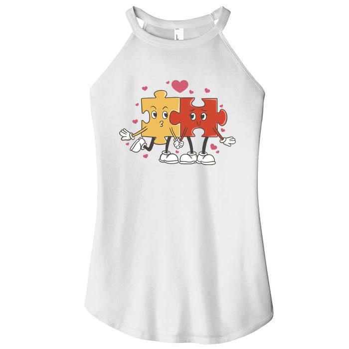 Puzzle Love Cartoon Women’s Perfect Tri Rocker Tank