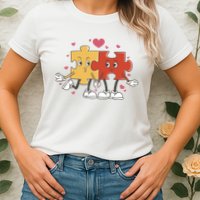 Puzzle Love Cartoon Womens T-Shirt