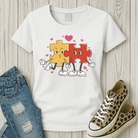 Puzzle Love Cartoon Womens T-Shirt