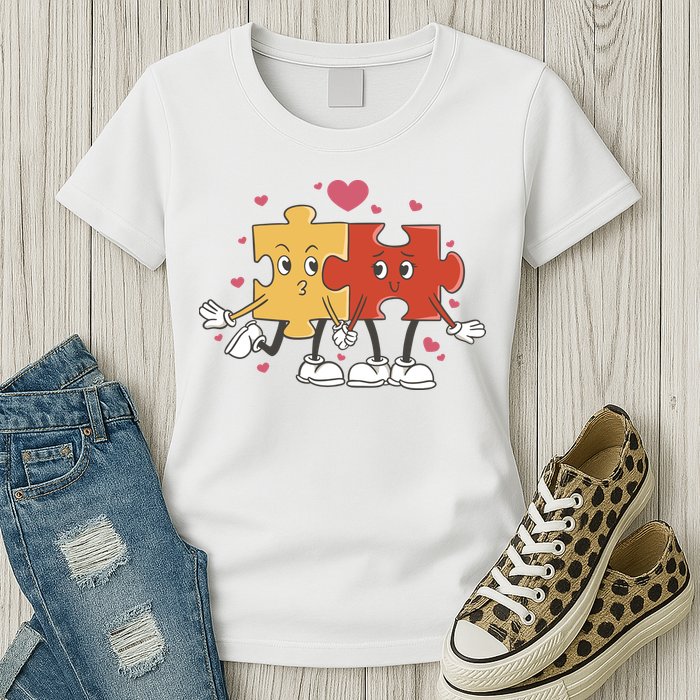 Puzzle Love Cartoon Womens T-Shirt