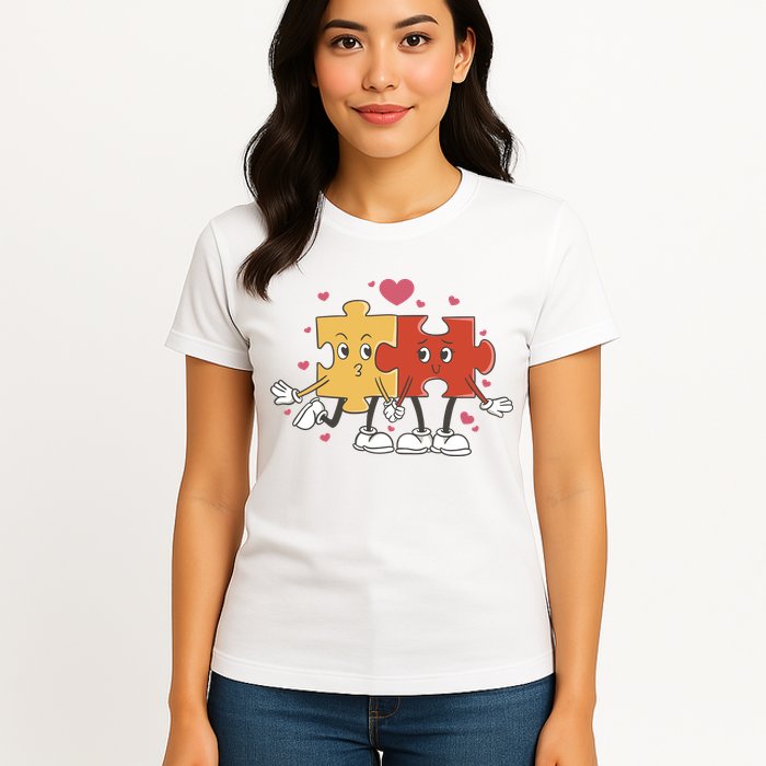 Puzzle Love Cartoon Womens T-Shirt