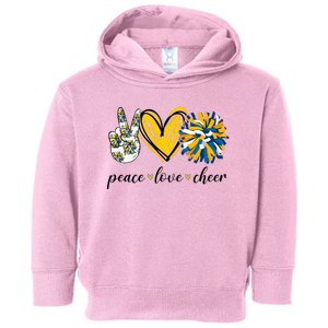 Peace Love Cheerleading Blue Yellow Toddler Hoodie