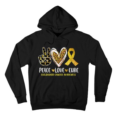 Peace Love Cure Childhood Cancer Awareness Leopart Heart Hoodie