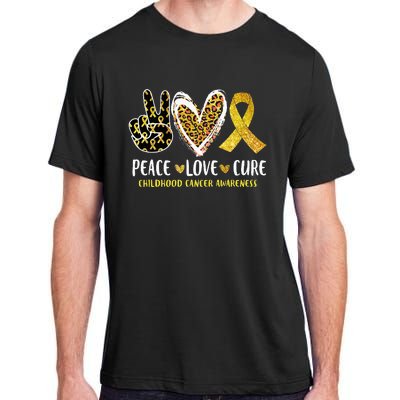 Peace Love Cure Childhood Cancer Awareness Leopart Heart Adult ChromaSoft Performance T-Shirt