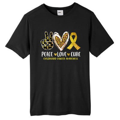 Peace Love Cure Childhood Cancer Awareness Leopart Heart Tall Fusion ChromaSoft Performance T-Shirt