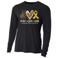 Peace Love Cure Childhood Cancer Awareness Leopart Heart Cooling Performance Long Sleeve Crew