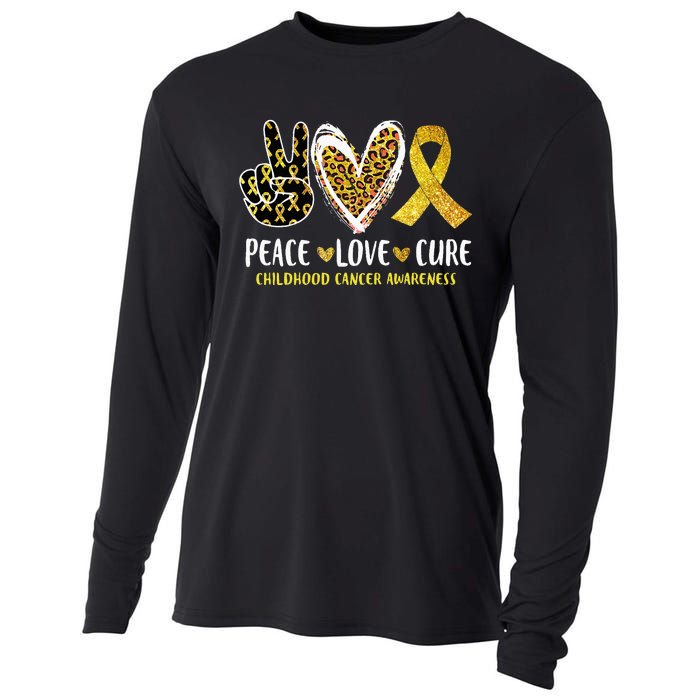 Peace Love Cure Childhood Cancer Awareness Leopart Heart Cooling Performance Long Sleeve Crew