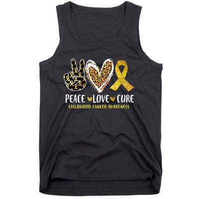 Peace Love Cure Childhood Cancer Awareness Leopart Heart Tank Top