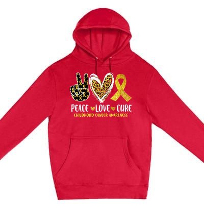 Peace Love Cure Childhood Cancer Awareness Leopart Heart Premium Pullover Hoodie