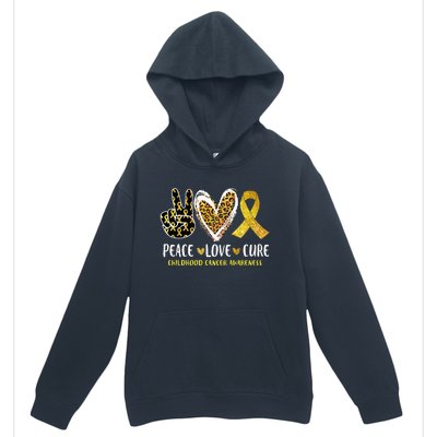 Peace Love Cure Childhood Cancer Awareness Leopart Heart Urban Pullover Hoodie