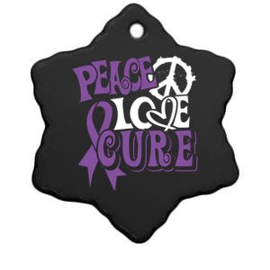 Peace Love Cure Pancreas Cancer Awareness Ribbon Funny Gift Ceramic Star Ornament